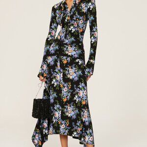 Paco Rabanne Black Floral Midi Dress, 34